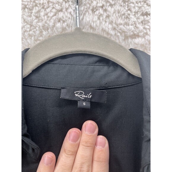 Rails Women Irie Midi Shirt Dress Size S Black Long Sleeve Collared Button Down - Picture 5 of 13